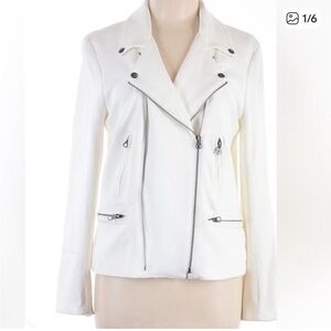 Catherines White Asymmetrical Zip Leather Moto Jacket